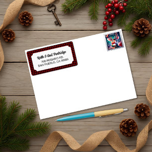 Rustic Red & Black Buffalo Plaid Custom Label