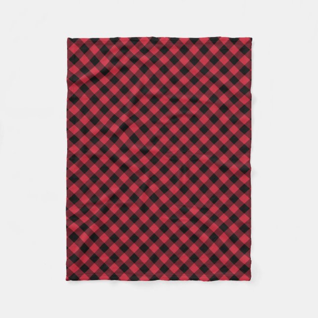 Rustic Red Black Buffalo Plaid Lumberjack Pattern Fleece Blanket (Front)