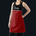 Rustic red black buffalo plaid monogram name apron<br><div class="desc">Rustic red black buffalo plaid monogram name Apron
Add your own name to personalize.</div>