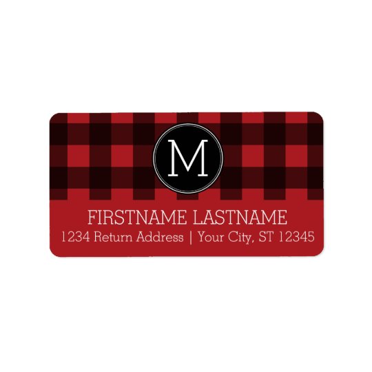 Rustic Red & Black Buffalo Plaid Pattern Monogram