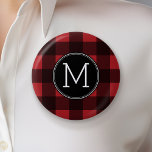 Rustic Red & Black Buffalo Plaid Pattern Monogram 2 Inch Round Button<br><div class="desc">A rugged and masculine design with an area for monograms. A classic, traditional pattern that has been around for years. If you need to adjust the artwork or change the font, you can click on the customize area. This will take you to the design tool where you can make many...</div>