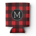 Rustic Red Black Buffalo Plaid Pattern Monogram