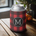 Rustic Red Black Buffalo Plaid Pattern Monogram Can Cooler<br><div class="desc">A red and black buffalo pattern with an area for monograms. A classic, traditional pattern that has been around for years. If you need to adjust the artwork or change the font, you can click on the customize area. This will take you to the design tool where you can make...</div>
