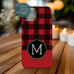 Rustic Red & Black Buffalo Plaid Pattern Monogram Case-Mate iPhone 14 Plus Case<br><div class="desc">A rugged and masculine design with an area for monograms. A classic, traditional pattern that has been around for years. If you need to adjust the artwork or change the font, you can click on the customize area. This will take you to the design tool where you can make many...</div>