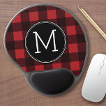 Rustic Red & Black Buffalo Plaid Pattern Monogram Gel Mouse Pad<br><div class="desc">A rugged and masculine design with an area for monograms. A classic, traditional pattern that has been around for years. If you need to adjust the artwork or change the font, you can click on the customize area. This will take you to the design tool where you can make many...</div>