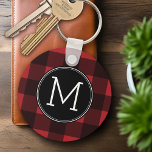 Rustic Red & Black Buffalo Plaid Pattern Monogram Keychain<br><div class="desc">A rugged and masculine design with an area for monograms. A classic, traditional pattern that has been around for years. If you need to adjust the artwork or change the font, you can click on the customize area. This will take you to the design tool where you can make many...</div>