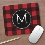 Rustic Red & Black Buffalo Plaid Pattern Monogram Mouse Pad<br><div class="desc">A rugged and masculine design with an area for monograms. A classic, traditional pattern that has been around for years. If you need to adjust the artwork or change the font, you can click on the customize area. This will take you to the design tool where you can make many...</div>