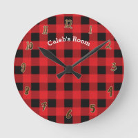 Rustic Red Black Buffalo Plaid Personalized Name