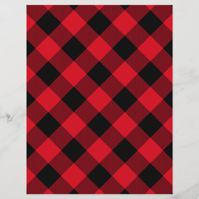 Rustic Red Black Buffalo Plaid Scrapbook Paper (Front)