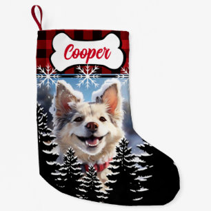 Rustic red, black buffalo plaid small christmas stocking