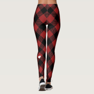 Red and Black Lumberjack Buffalo Plaid Women's Yoga Pants with