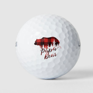 Rustic Red & Black Flannel Papa Bear Golf Balls