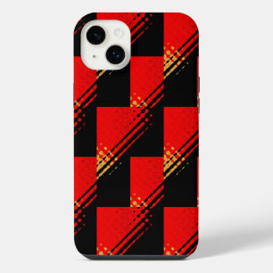 Rustic Red Black Gold Pattern iPhone 14 Plus Case