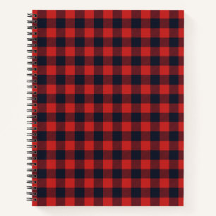 Rustic Red Black Plaid Buffalo Check Notebook