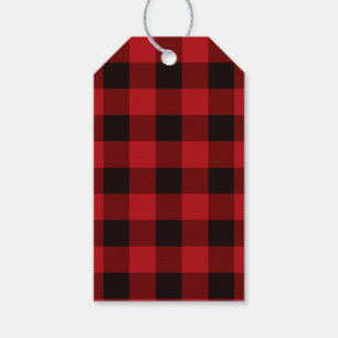 Rustic  Red black Plaid pattern  Gift Tags