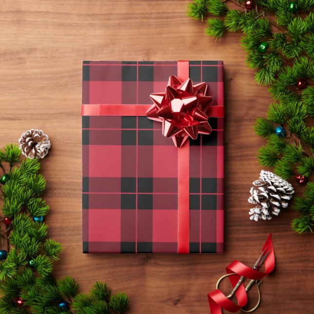 Rustic Red Black Plaid Pattern Wrapping Paper (Holiday Gift)