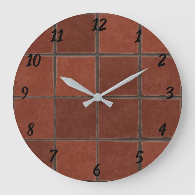 Rustic Red Brick Wall Outdoor Patio Large Clock (Front)
