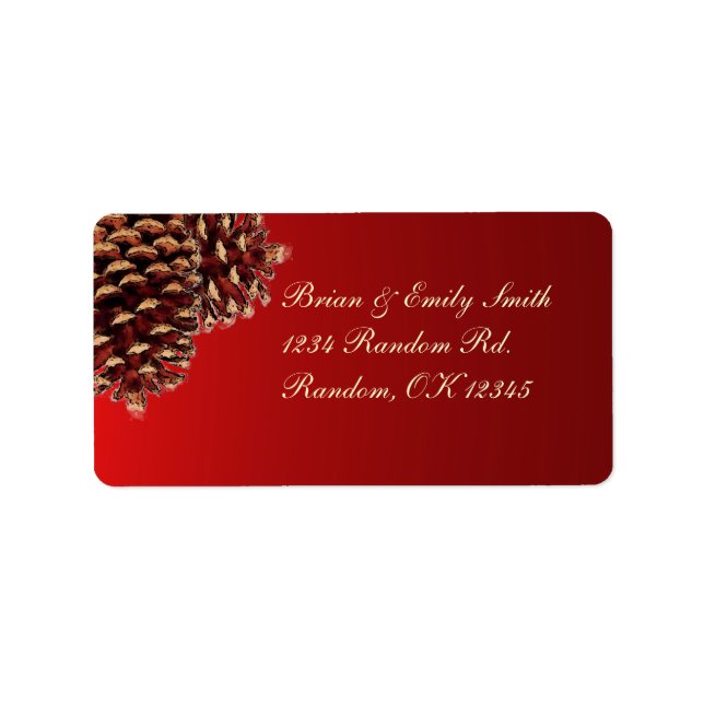 Rustic red brown pine cone address labels (Front)