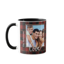 Rustic Red Buffalo Plaid Customizable Family Photo
