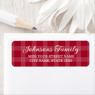 Rustic Red Buffalo Plaid Holiday Return Address