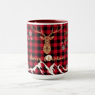 Rustic Red buffalo Plaid Reindeer Christmas Mug