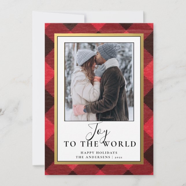 Rustic Red Buffalo Plaid | Rustic Photo  Holiday  (Front)