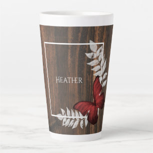 Rustic Red Butterfly Personalized Latte Mug