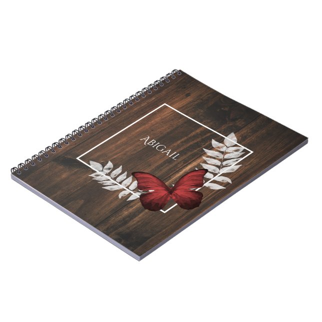 Rustic Red Butterfly Personalized Notebook (Left Side)