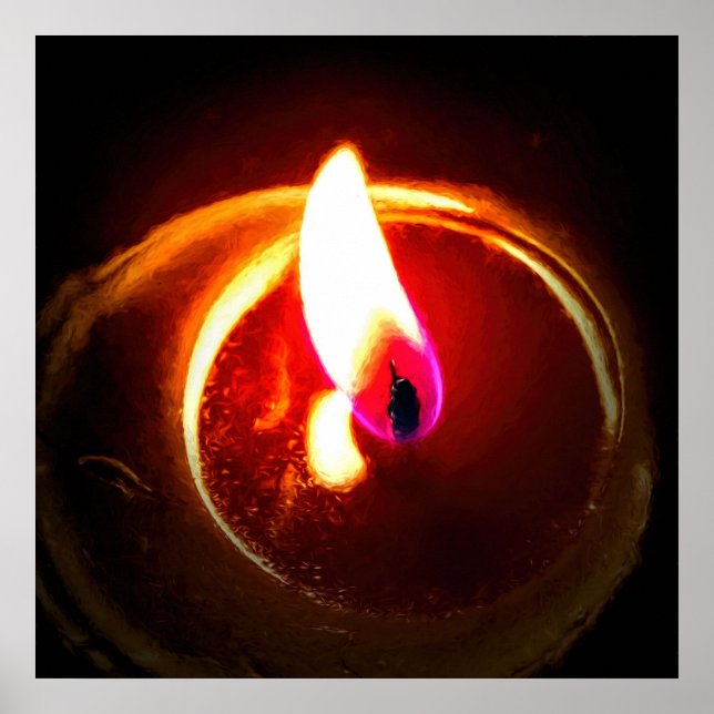 Rustic Red Candle Mysterious Candlelit Flame Poster (Front)