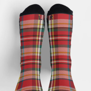 Rustic Red Chequered Plaid Elegant Socks