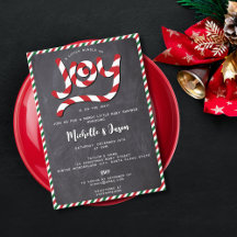 Rustic Red Christmas Candy Cane Joy Baby Shower