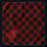 Rustic Red Christmas Tree Modern Buffalo Plaid Bandana<br><div class="desc">Tis the season to decorate! Rich and vibrant crimson red fun festive holiday design featuring whimsical sparkly faux metallic glitter Christmas tree with a frisky paint splatter on rustic Buffalo Plaid red and black lumberjack chequered gingham. Easy DIY home makeover decor room facelift! For other colours or matching products, visit...</div>