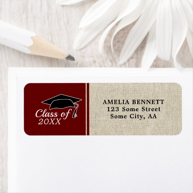 Rustic Red Class of Graduate Cap Return Address (Insitu)