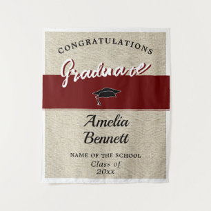 Rustic Red Congratulations Graduation Party Tapestry