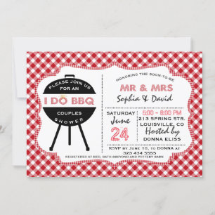 Rustic Red En vichy I DO BBQ Couples Invitation do