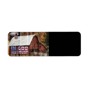 Rustic Red faded Barn With Latch In God We Trust