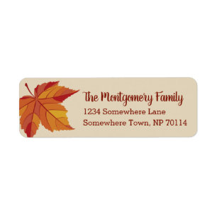 Rustic Red Fall Leaf & Family Name