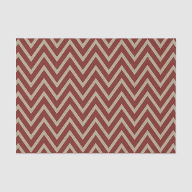 Rustic Red Faux Burlap Chevron Pattern Tissue Paper (Front)