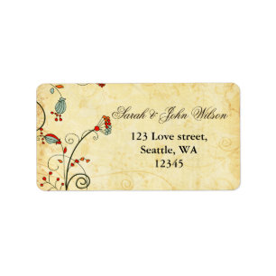 rustic  red floral ,return address label
