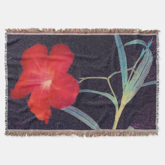 Rustic Red Flower Breeze Throw Blanket (Front)