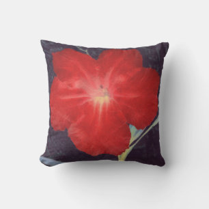 Rustic Red Flower Face Throw Pillow