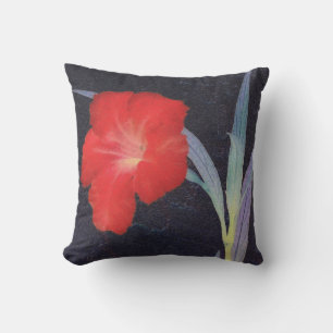 Rustic Red Flower Profile Outdoor Pillow