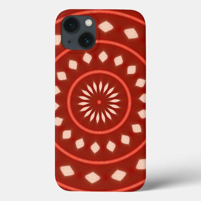Rustic Red Geometric Sunburst Abstract Art Case-Mate iPhone Case (Back)