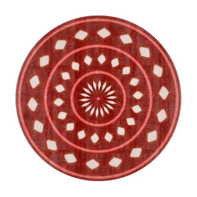 Rustic Red Geometric Sunburst Abstract Art Cutting Board (Front)