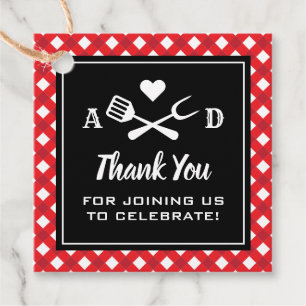 Rustic Red Gingham BBQ Wedding Thank You Favour Tags