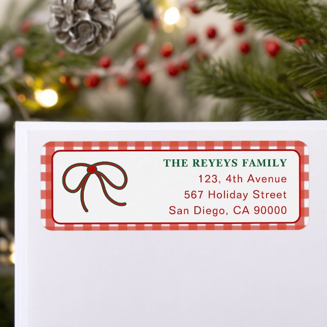 Rustic Red Gingham Christmas Return Address (Creator Uploaded)