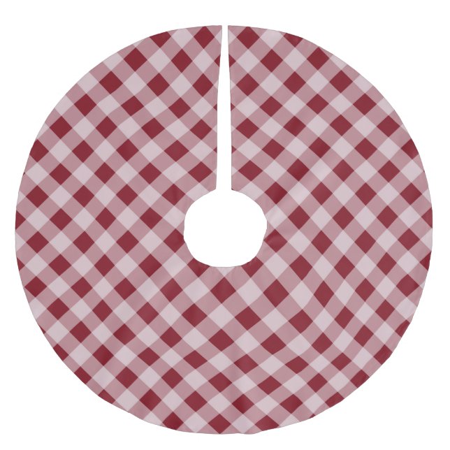 Rustic Red Gingham Country Christmas Tree Skirt (Front)
