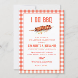 Rustic Red Gingham I Do BBQ  Engagement Party  Invitation