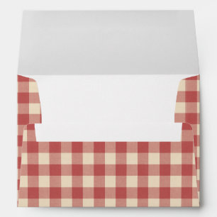 Rustic Red Gingham Modern Christmas Envelope