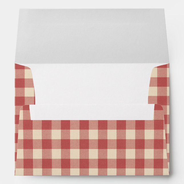 Rustic Red Gingham Modern Christmas Envelope (Back (Bottom))